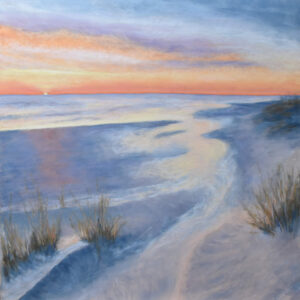 Coastal sunset, seaside painting by Lorraine Roberts
