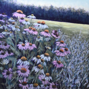 coneflower painting, wildflower garden painting for your home or office